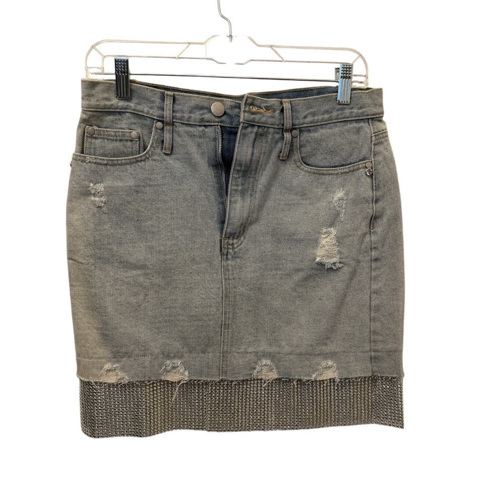 VENUS Gray Distressed Mini Skirt